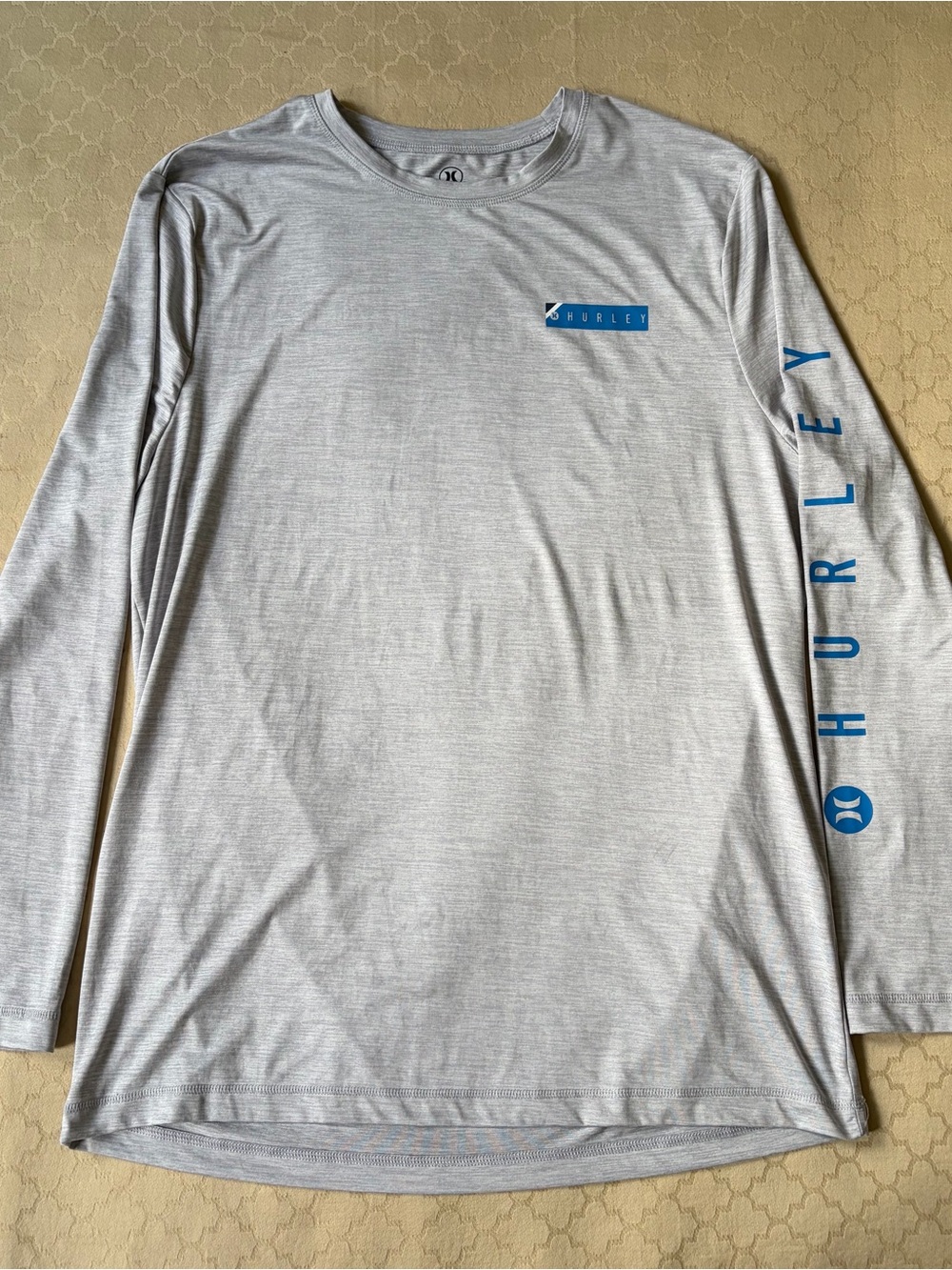Hurley Men’s Gray Blue Sun Outdoor Fishing Long Sleeve Shirt Large
